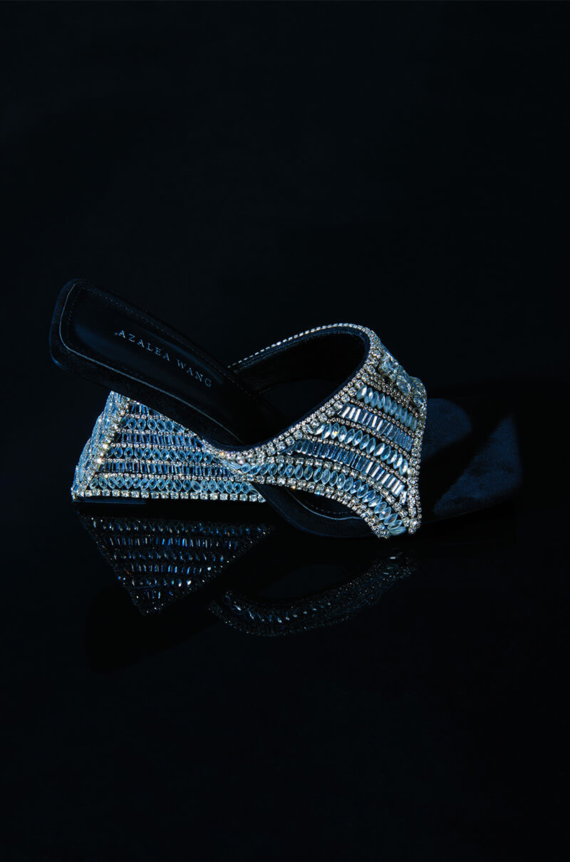 AZALEA WANG BESIMA SILVER EMBELLISHED WEDGE SANDAL